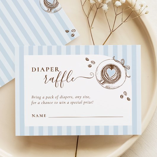 Baby Is Brewing Blue Stripes Diaper Raffle Card Begleitkarte