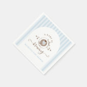 Baby Is Brewing Blue Stripes Hand Drawn Napkins Serviette (Ecke)