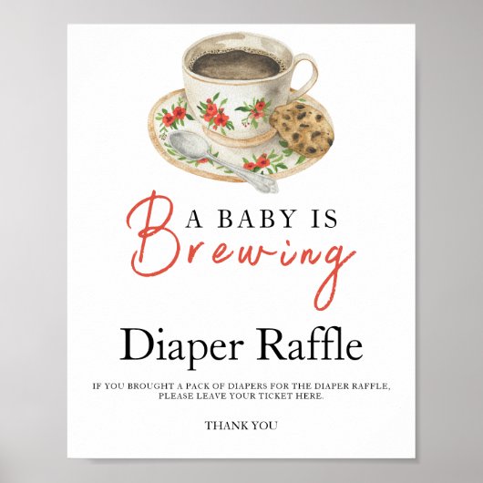 Baby is brewing coffee baby shower diaper raffle poster (Vorne)