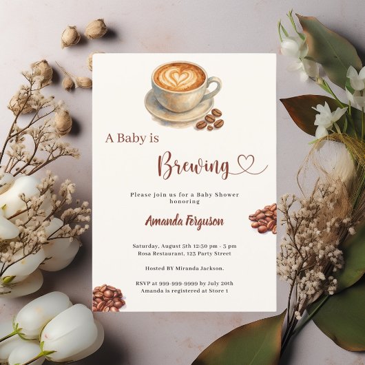 Baby is Brewing coffee Baby Shower Einladung