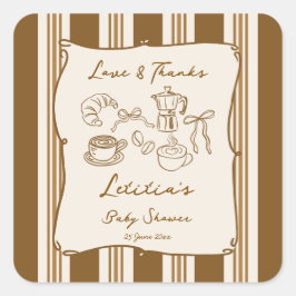 Baby is brewing coffee baby shower favor quadratischer aufkleber