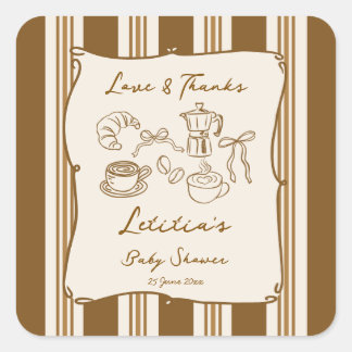Baby is brewing coffee baby shower favor quadratischer aufkleber