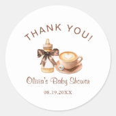Baby Is Brewing Coffee Baby Shower Thank You Runder Aufkleber (Vorderseite)
