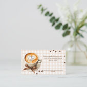 Baby is Brewing Coffee Bean Theme Baby Shower Begleitkarte (Stehend Vorderseite)