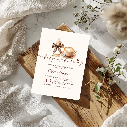 Baby Is Brewing Coffee Gender Neutral Baby Shower Einladung