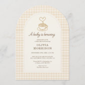 Baby is Brewing Coffee QR Code Baby Shower Einladung (Vorderseite)