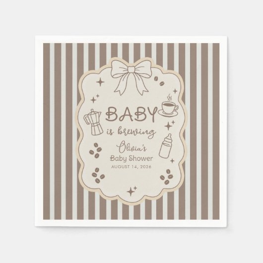 Baby is Brewing Espresso Coffee Baby Shower Serviette (Vorderseite)