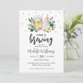 Baby Is Brewing Greenery Baby Shower Invitation Einladung (Stehend Vorderseite)