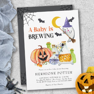 Baby is Brewing Halloween-Baby-Party Einladung