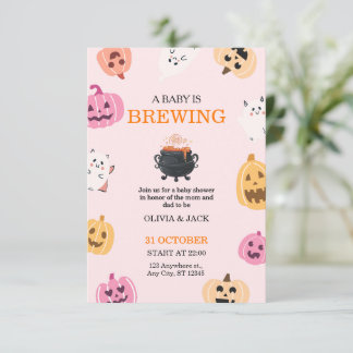 Baby is Brewing Halloween Baby Shower Einladung