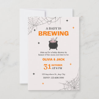 Baby is Brewing Halloween Baby Shower Einladung