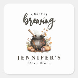 Baby Is Brewing Halloween Baby Shower Quadratischer Aufkleber