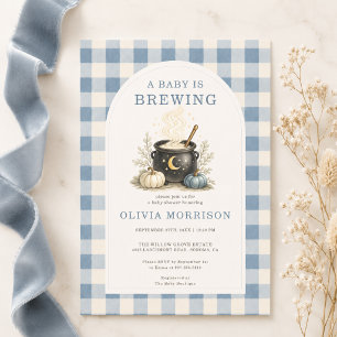 Baby is Brewing Halloween Blue Boy Babyparty Einladung