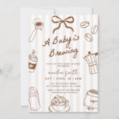 Baby is Brewing Hand Drawn Coffee Baby Shower Einladung (Vorderseite)