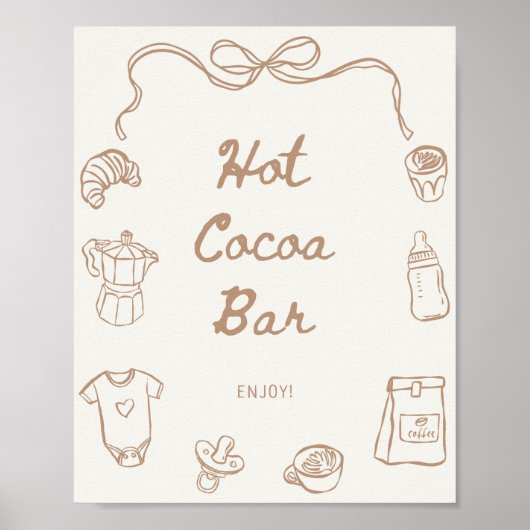 Baby is Brewing Hand Drawn Hot Cocoa Bar Poster (Vorne)