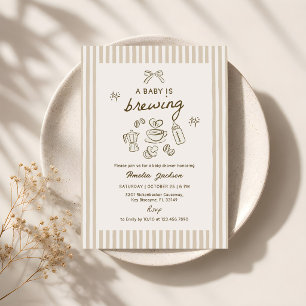 Baby is Brewing handgezeichnete Kaffee-Baby-Party Einladung