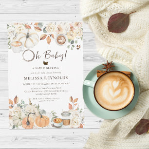 Baby is Brewing   Herbstliche Babyparty mit Kaffee Einladung