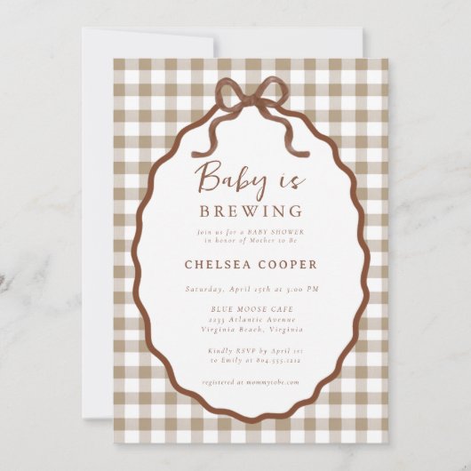 Baby is Brewing Neutral Baby Shower Invitation Einladung (Vorderseite)