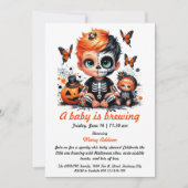 Baby is Brewing, Orange Halloween Baby Shower Einladung (Vorderseite)