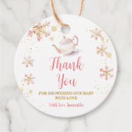 Baby Is Brewing Pink Winter Tea Party Baby Shower Geschenkanhänger