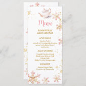Baby Is Brewing Pink Winter Tea Party Baby Shower Menükarte (Vorne/Hinten)