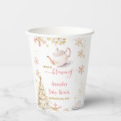 Baby Is Brewing Pink Winter Tea Party Baby Shower Pappbecher (Vorderseite)