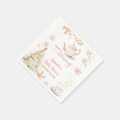 Baby Is Brewing Pink Winter Tea Party Baby Shower Serviette (Ecke)