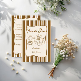 Baby is brewing retro stripes coffee baby shower dankeskarte