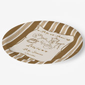 Baby is brewing retro stripes coffee baby shower  pappteller (Schrägansicht)