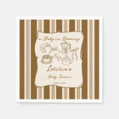 Baby is brewing retro stripes coffee baby shower  serviette (Vorderseite)