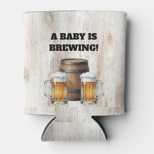Baby is Brewing Rustic Co-Ed Shower Can Cooler Dosenkühler (Vorderseite)
