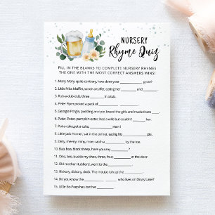 Baby Is Brewing Spiel Kinderreim-Quiz-Karte Einladung