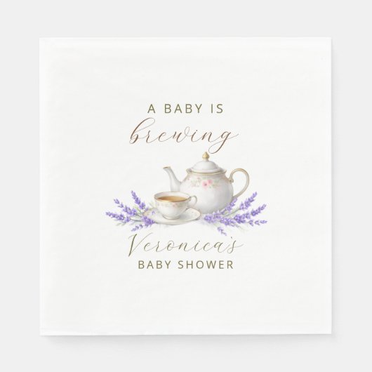 Baby is Brewing Tea Party Baby Shower Serviette (Vorderseite)