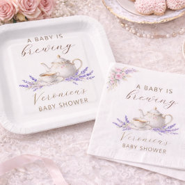 Baby is Brewing Tea Party  Pappteller