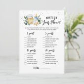 Baby Is Brewing What's On Your Phone Game Card Einladung (Stehend Vorderseite)