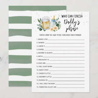 Baby Is Brewing Who can finish Daddy's phrase card Einladung