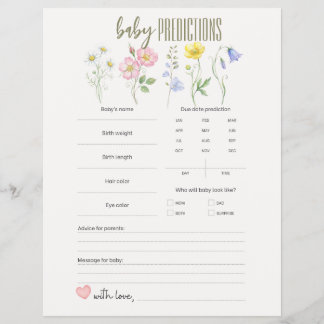 Baby is in Bloom, Single Flowers Baby Predictions Flyer