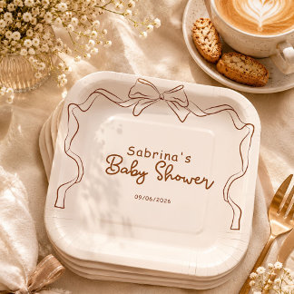 Baby ist am Brauen Handgezeichnete Kaffee-Baby-Par Pappteller