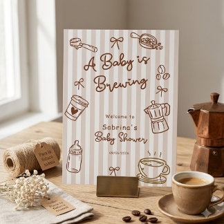 Baby ist am Brauen Handgezeichnete Kaffee-Baby-Par Sockelschild