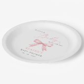 Baby ist auf der WAY Pink Bow Girl Babydusche Pappteller (Schrägansicht)