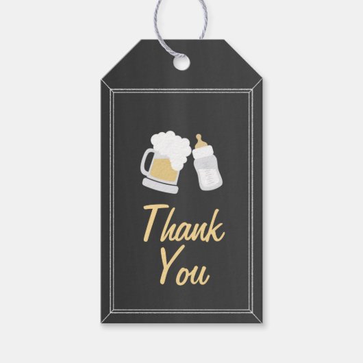 "Baby ist brauen" Vielen Dank Geschenkanhänger (Vorderseite)