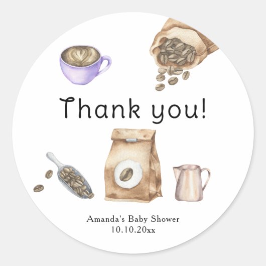 Baby ist Break Coffee Vielen Dank Runder Aufkleber (Vorderseite)