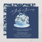 Baby ist das Brewing Blue Floral Baby Tee Einladung (Vorne/Hinten)