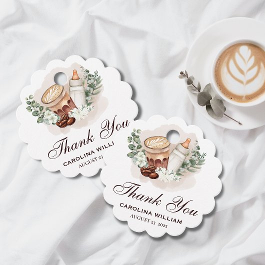 Baby ist das Brewing Greenery Coffee Baby Shower Geschenkanhänger