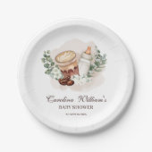 Baby ist das Brewing Greenery Coffee Baby Shower Pappteller (Vorderseite)