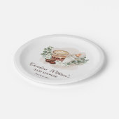 Baby ist das Brewing Greenery Coffee Baby Shower Pappteller (Schrägansicht)