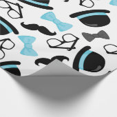 Baby ist es ein Jungen-blauer Schnurrbart-kleiner Geschenkpapier (Ecke)