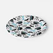 Baby ist es ein Jungen-blauer Schnurrbart-kleiner Pappteller (Schrägansicht)