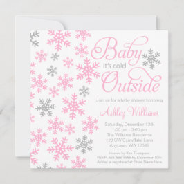 Baby ist es kalte äußere rosa graue Babyparty Einladung