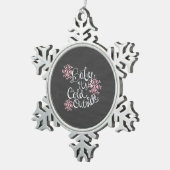 Baby ist es kalte äußere rosa schneeflocken Zinn-Ornament (Rechts)